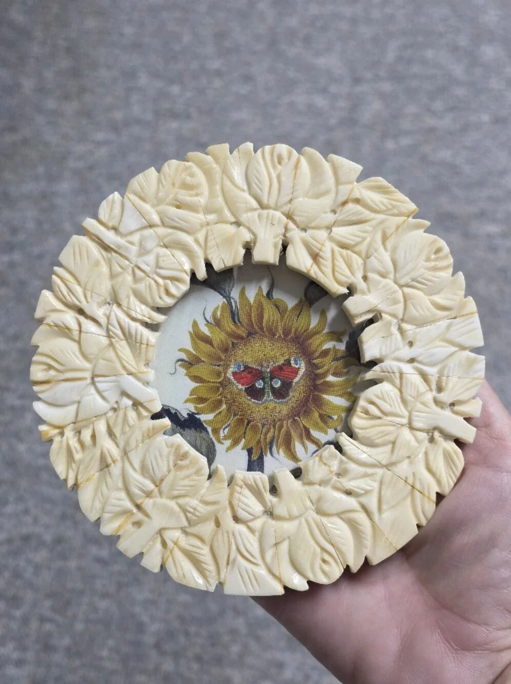 Anthropologie Floral Carved Bone Frame